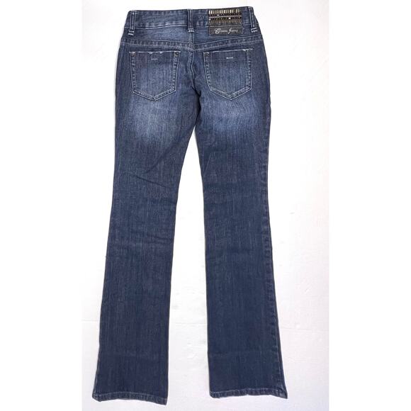 Guess Foxy Embellished Stretch Flared Jeans 24 Denim‎ Gem Jewels Whiskered Studs - Picture 9 of 13